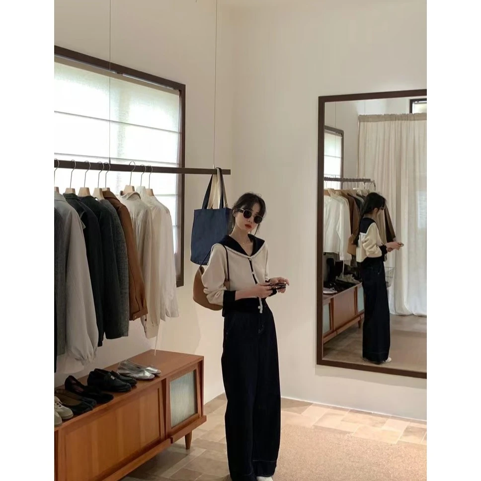 2025年韩系奶甜加女春季新款慵懒宽松休闲裤别致开衫毛衣