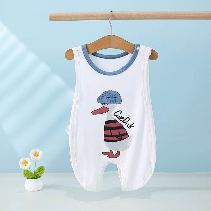 可爱卡通婴幼儿琵琶衣连身衣宝宝夏季薄款哈衣爬服无骨