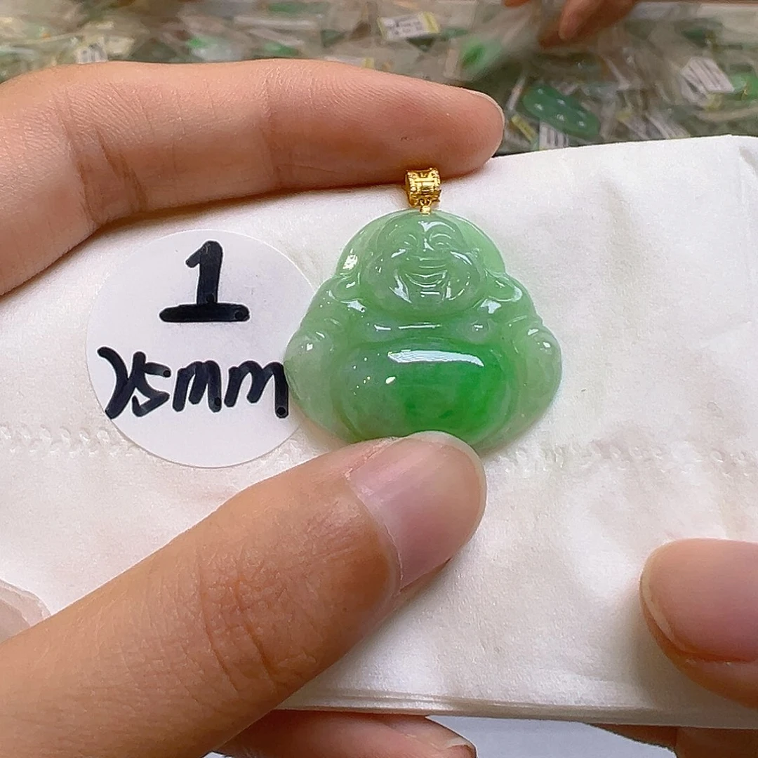 翡翠18K金镶嵌吊坠(不含链)翡翠
