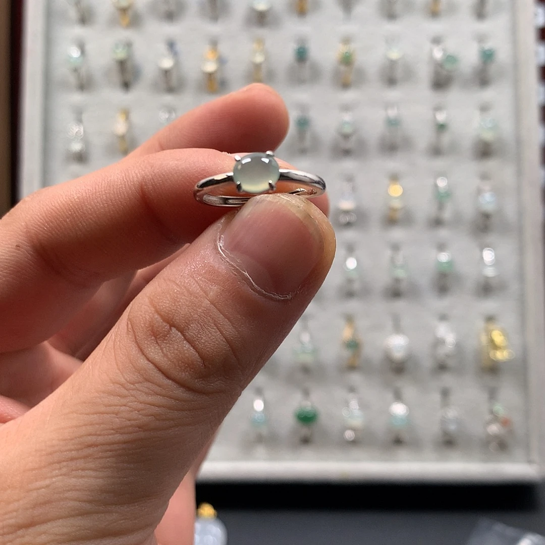 啾***叽翡翠银S925镶嵌戒指43