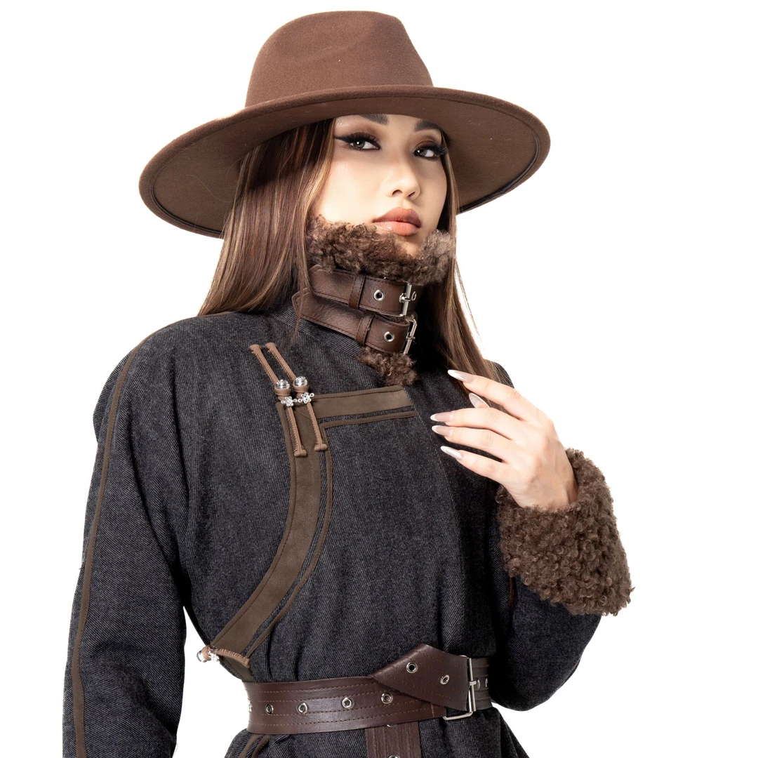【戴尔玛精品服饰4】设计师冬季新款女士加厚长款民族风长袍D9145