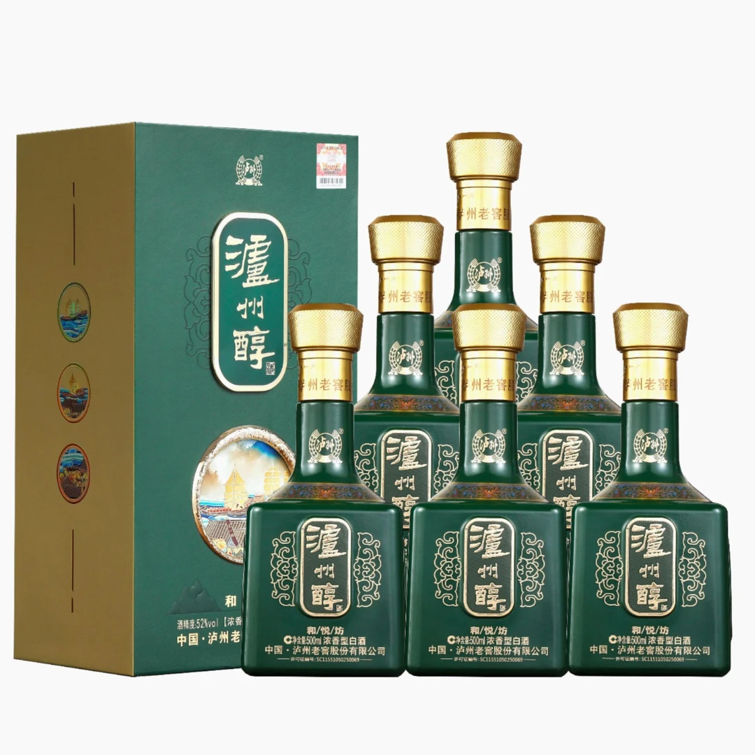 泸州醇和悦坊浓香型白酒整箱6瓶纯粮食自饮商务52度500ml*6