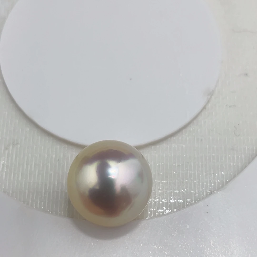 海水珍珠裸珠14.7mm炫彩干枯金珠