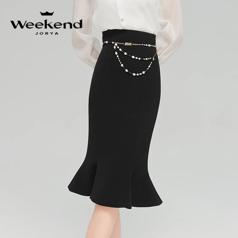 卓雅周末春通勤链条修身包臀鱼尾半身裙EJWDAM32