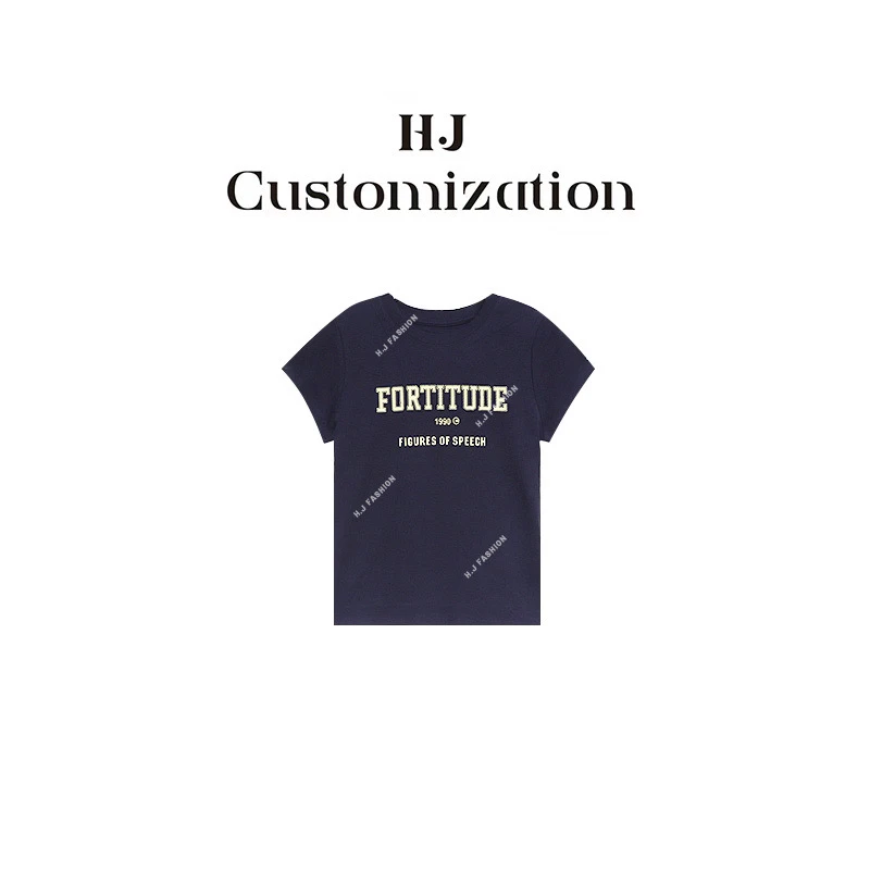 【 H·J 】“松弛夏日”韩版简约字母印花圆领短袖T桖衫6159