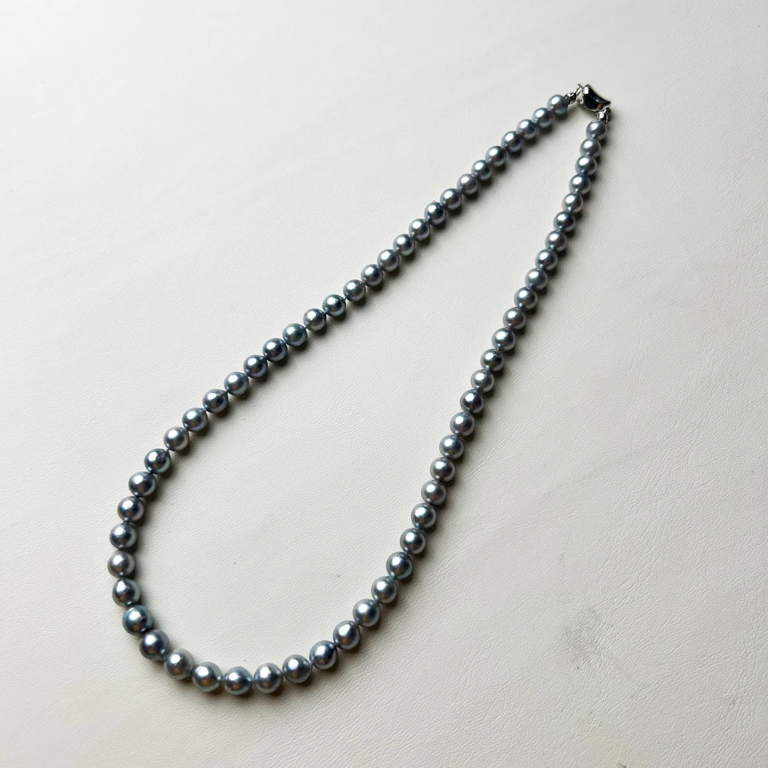 天然海水珍珠，akoya海水珍珠，6-7mm 真多麻项链，气质时尚百搭