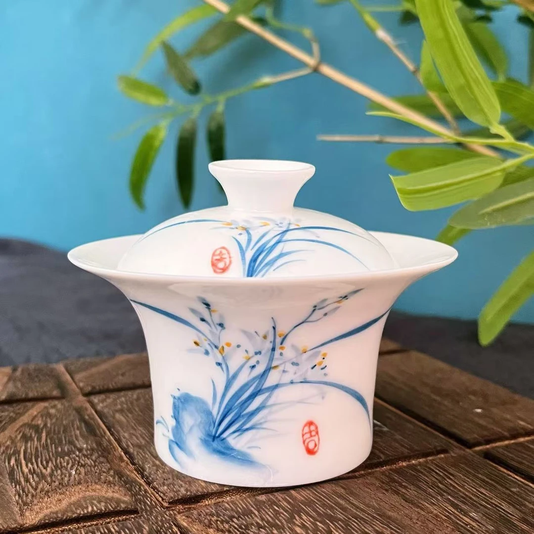 黄兰花二才马蹄盖碗120ml加3个40cc客杯