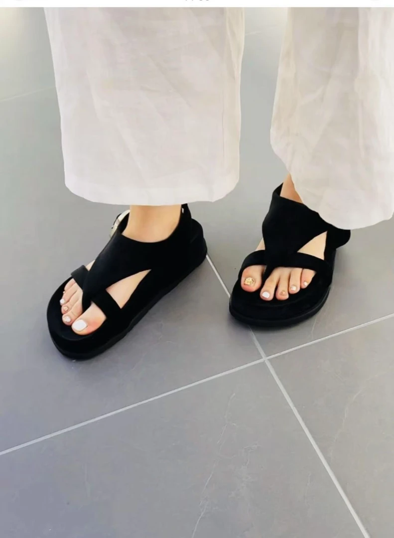玛莎玛索5699-8凉鞋女时装凉鞋黑色休闲丝绒凉鞋