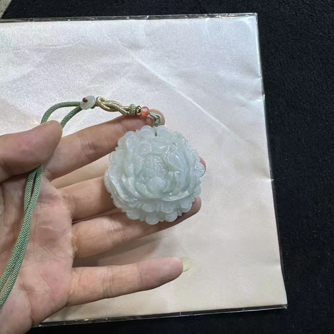 天然A货翡翠牡丹花吊坠-c046-多样性发一
