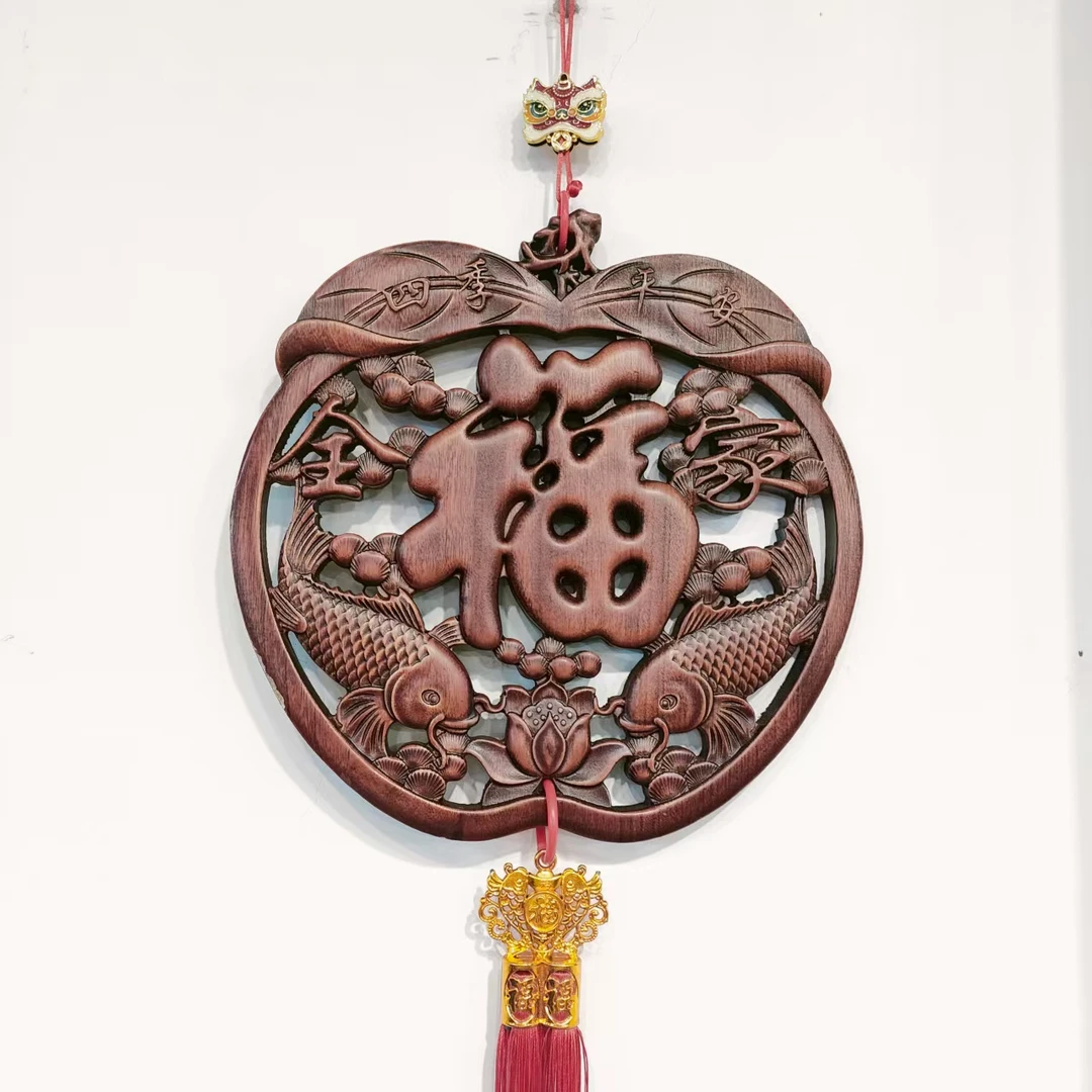 香樟木四季平安全家福挂件带流苏 尺寸28*28*2cm
