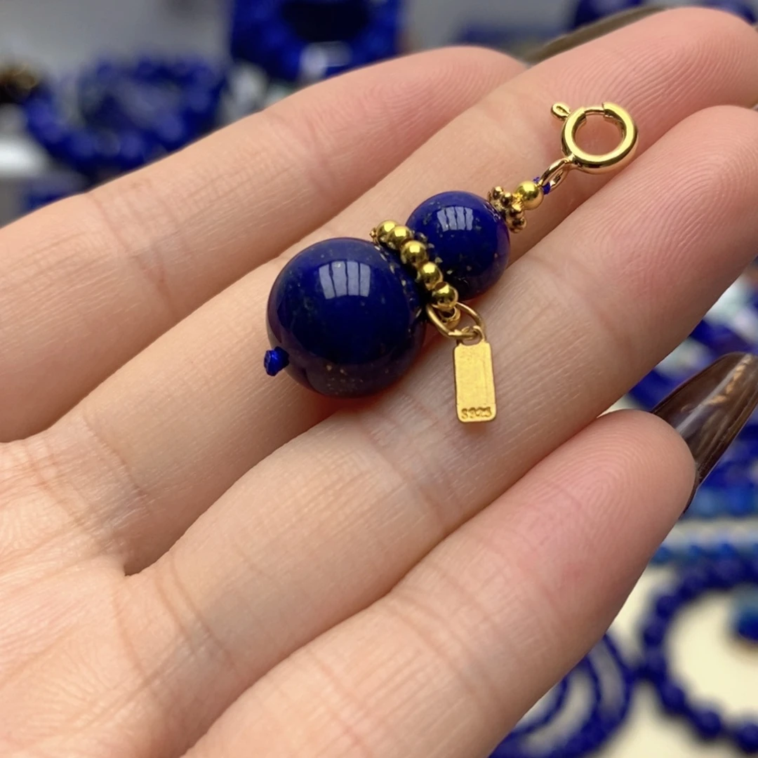 青金石银S925镀金镶嵌颈饰