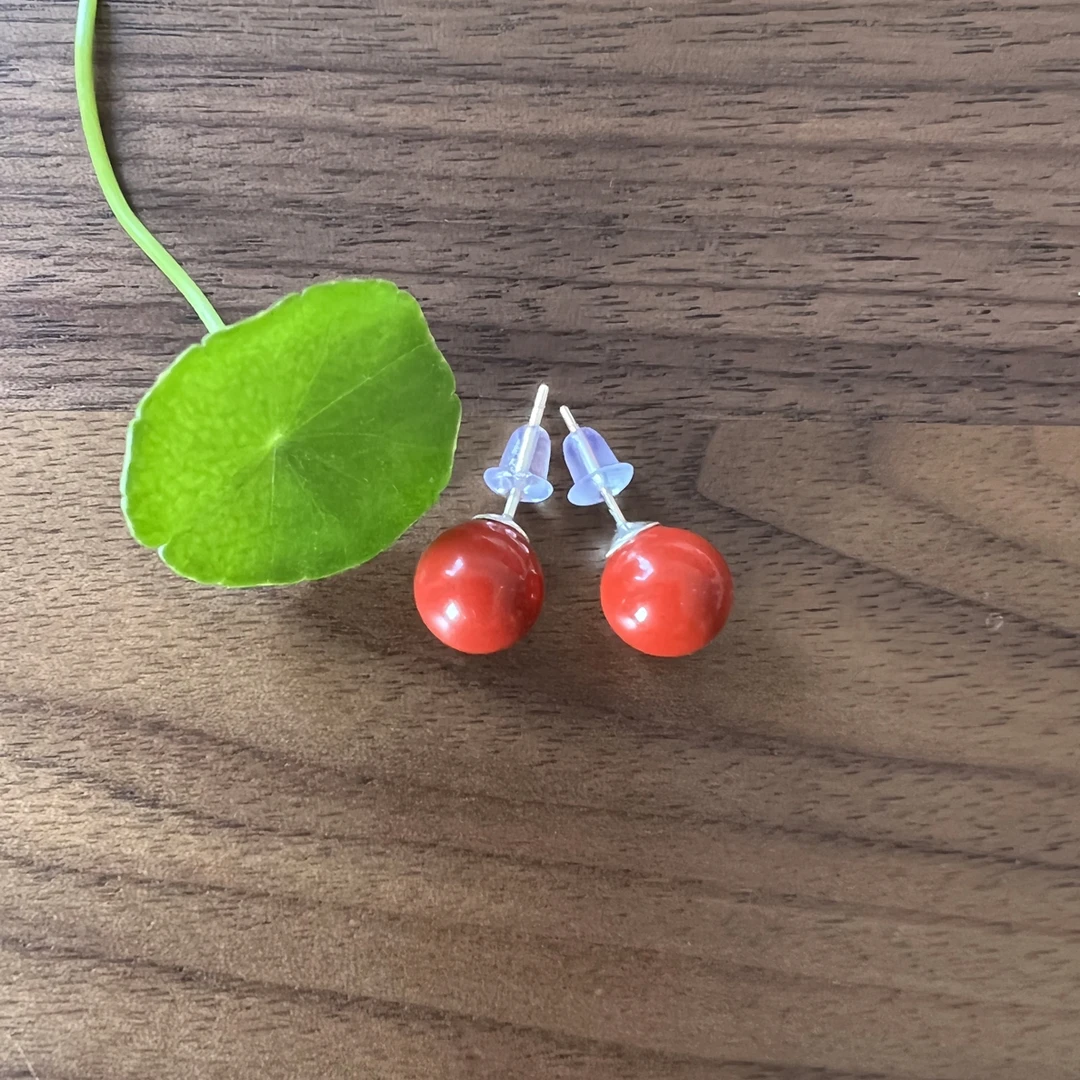 含辰砂工艺品天然辰砂朱砂耳钉