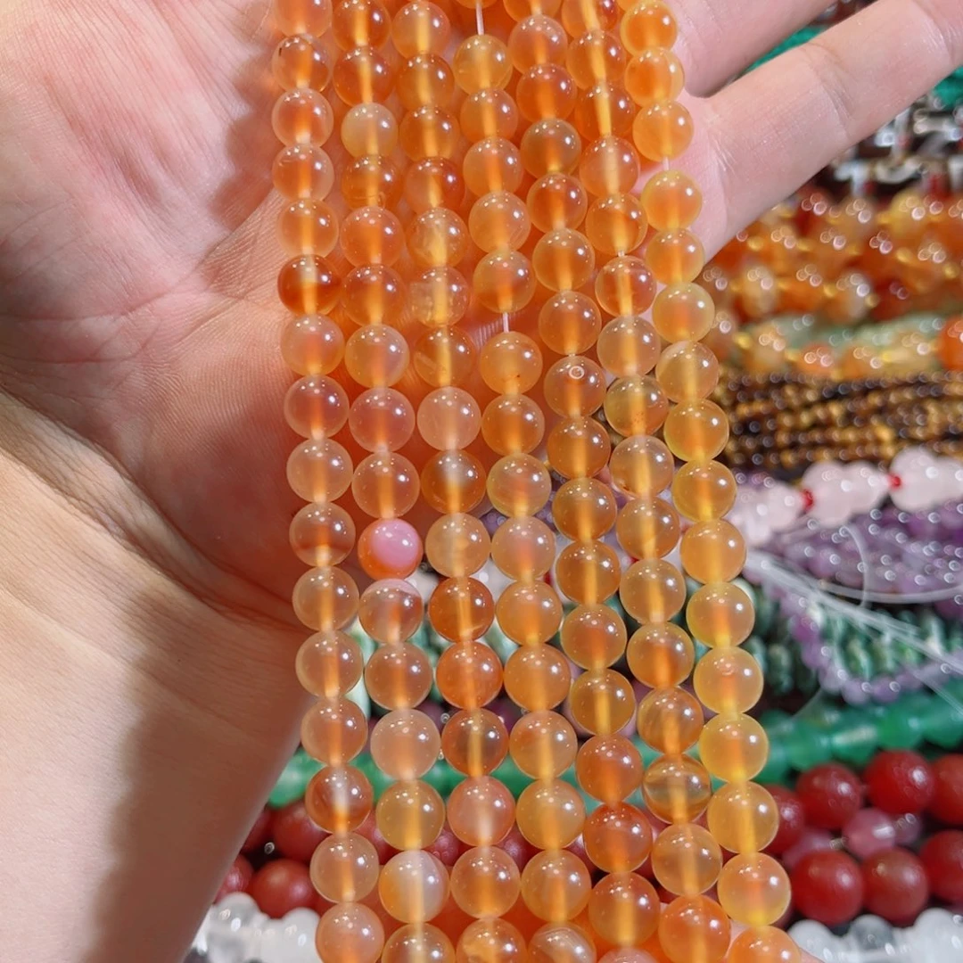 合金玛瑙/玉髓珠宝半成品溏心玛瑙一条8mm