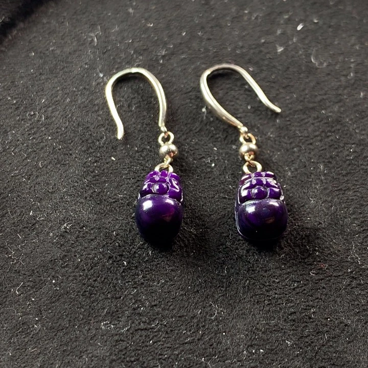 苏纪石（舒俱来）银S925镶嵌耳钩