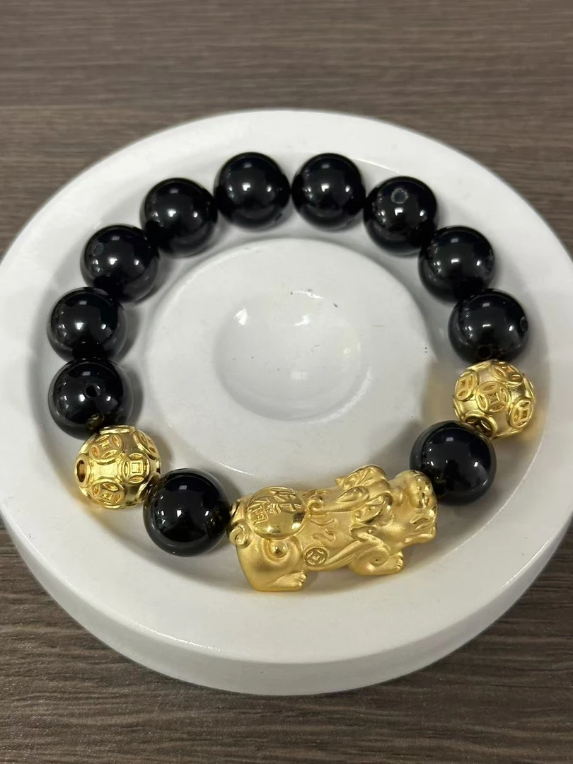 【足金999】卡12转运珠+黄金貔貅