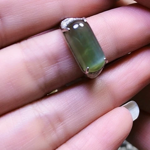 和田玉银S925镶嵌戒指