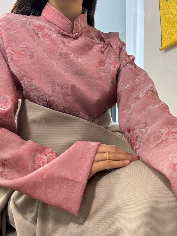 珊卓·云锦提花面料衬衣