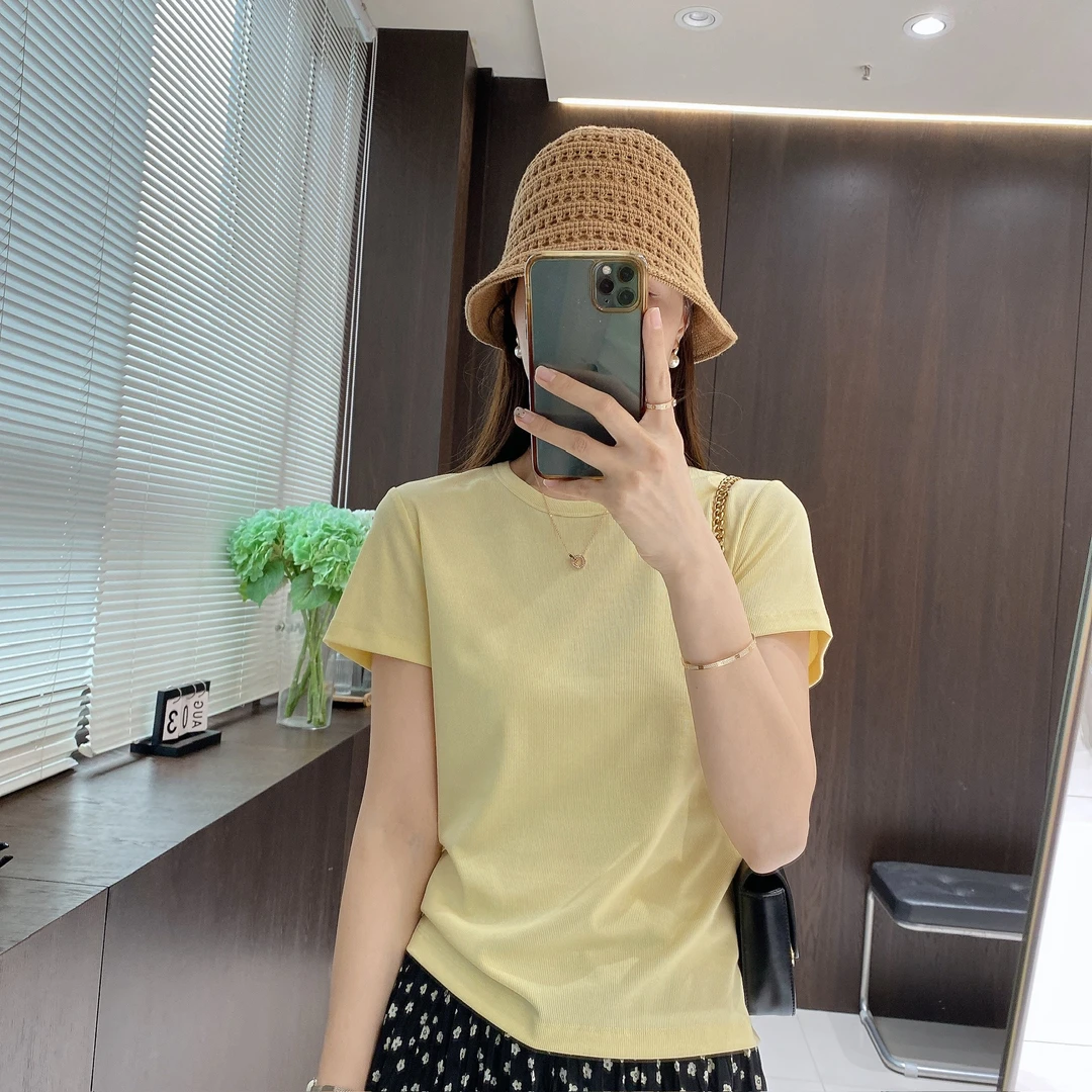 IMFLY金小金自制女装 莱赛尔T恤DYW8931欧若风春装简约短袖打底衫