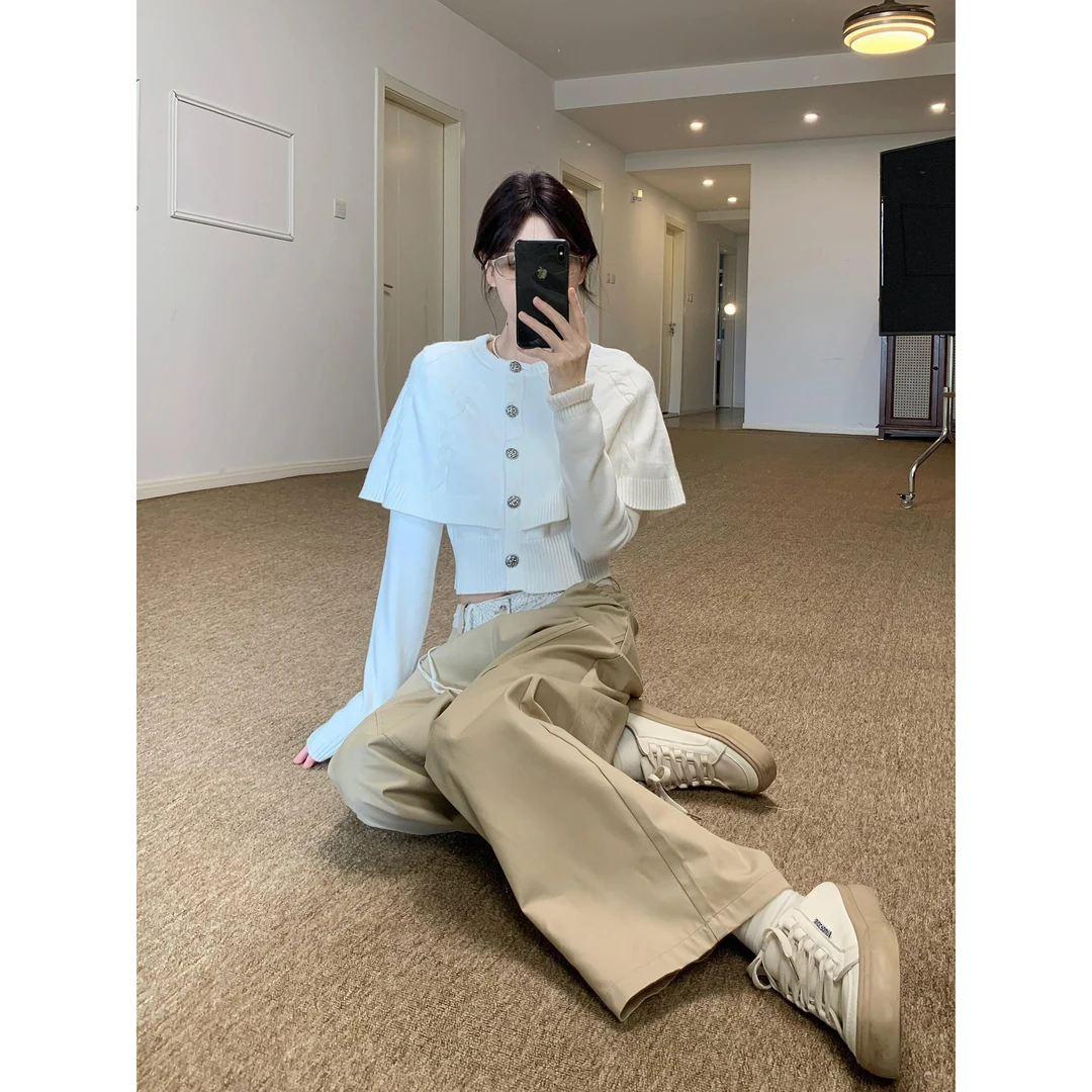 设计感斗篷披肩毛衣女秋冬季2025新款韩系独特漂亮高级感针织上衣