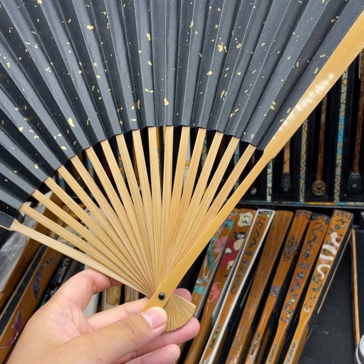 扇子18方玉竹黑撒金