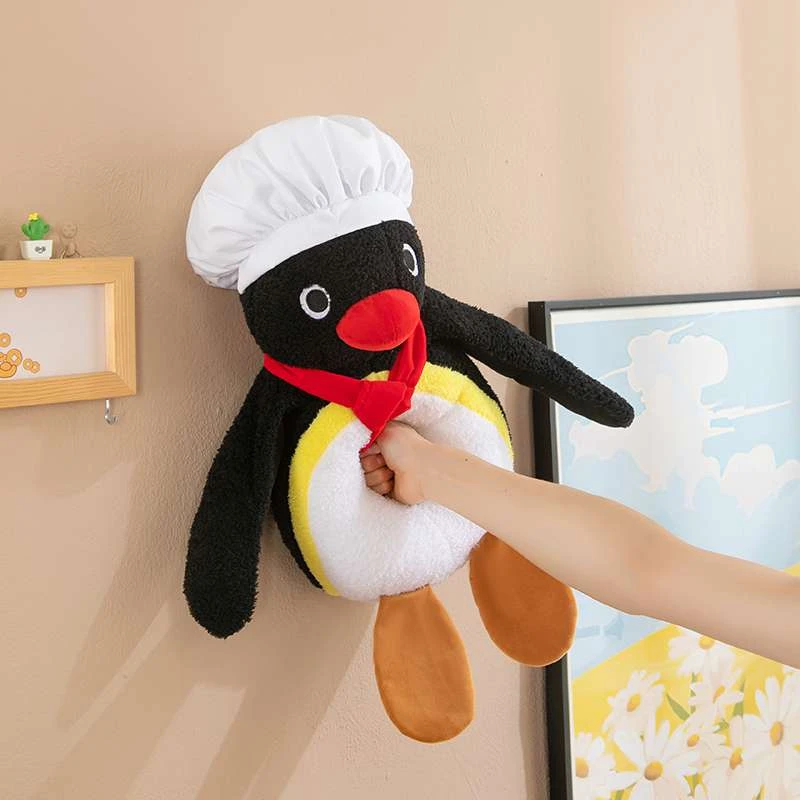 企鹅家族Pingu毛绒玩具公仔大厨企鹅玩偶布娃娃抱枕生日礼物女生