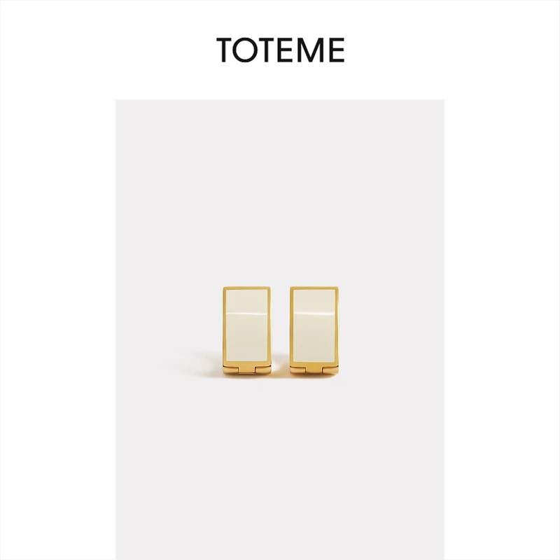 TOTEME女士黄铜镀18KT黄金米黄色珐琅铰链椭圆耳饰