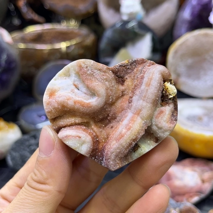 D***妈水晶珠宝半成品未镶嵌流沙蜜桃粉