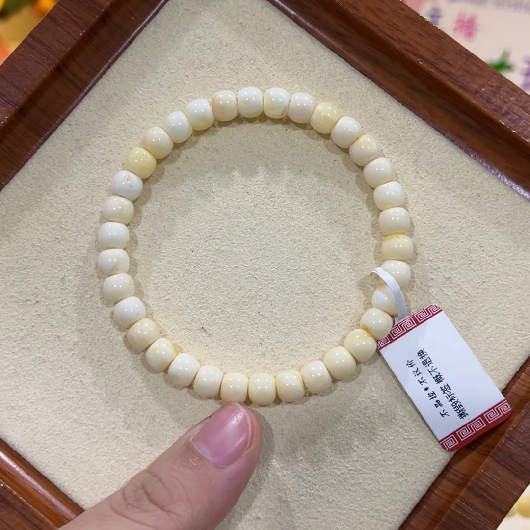 蜜蜡未镶嵌手链6.5m瓷白老型单圈