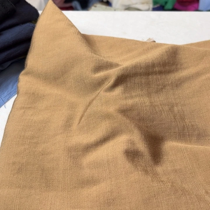 棉混纺卡其色麻棉2米