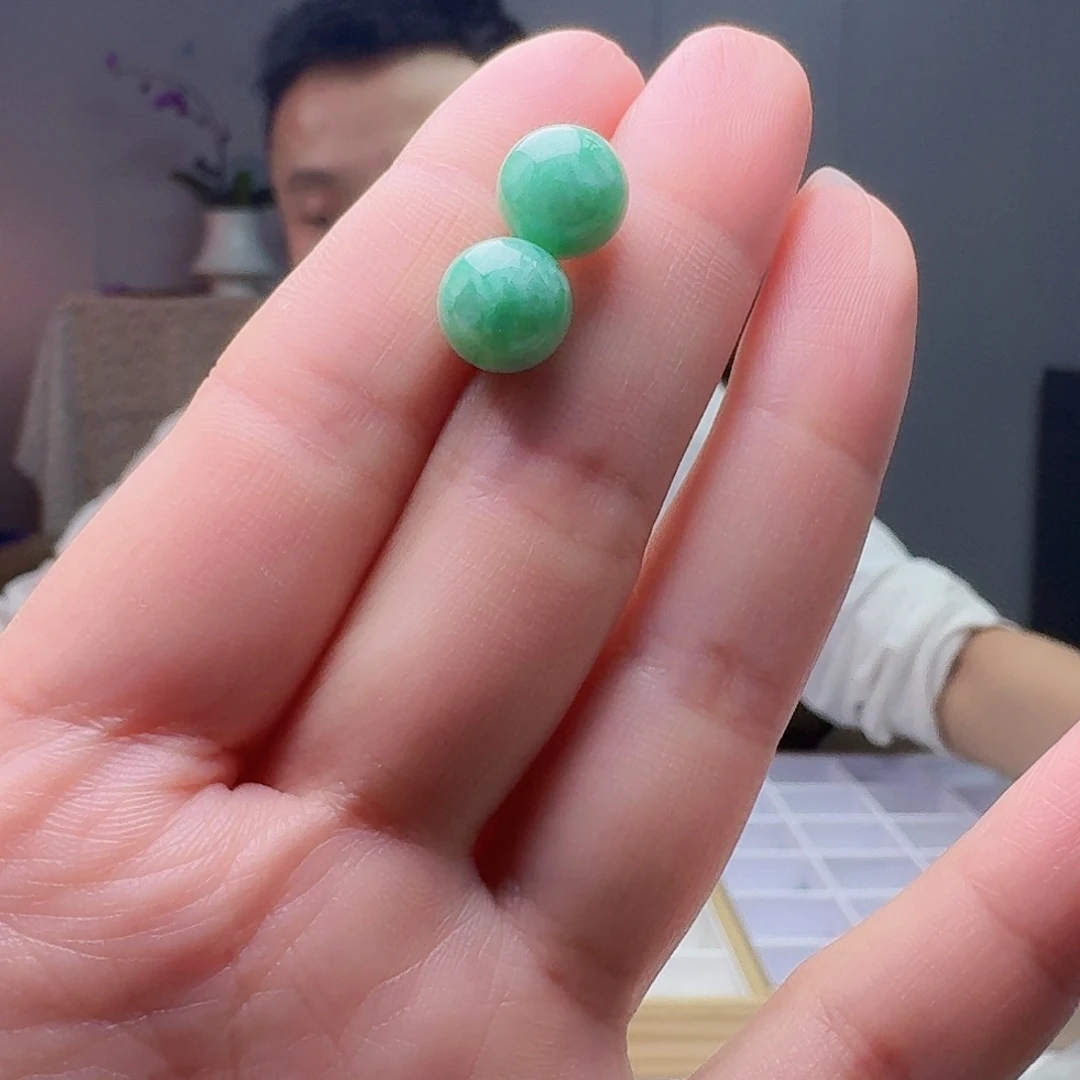 翡翠18K金镶嵌耳饰?****～天然