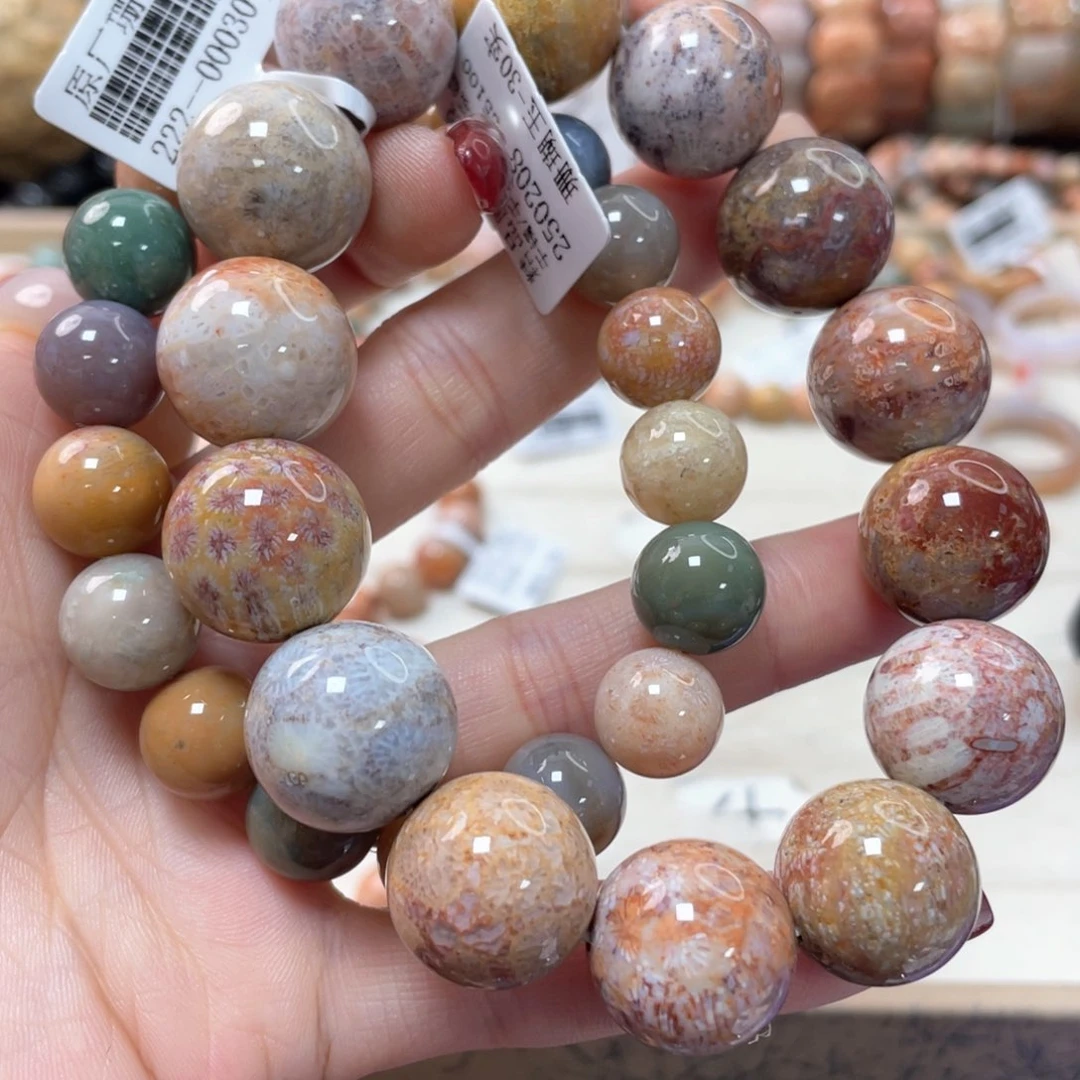 硅化珊瑚（珊瑚玉）手链未镶嵌叶*花419