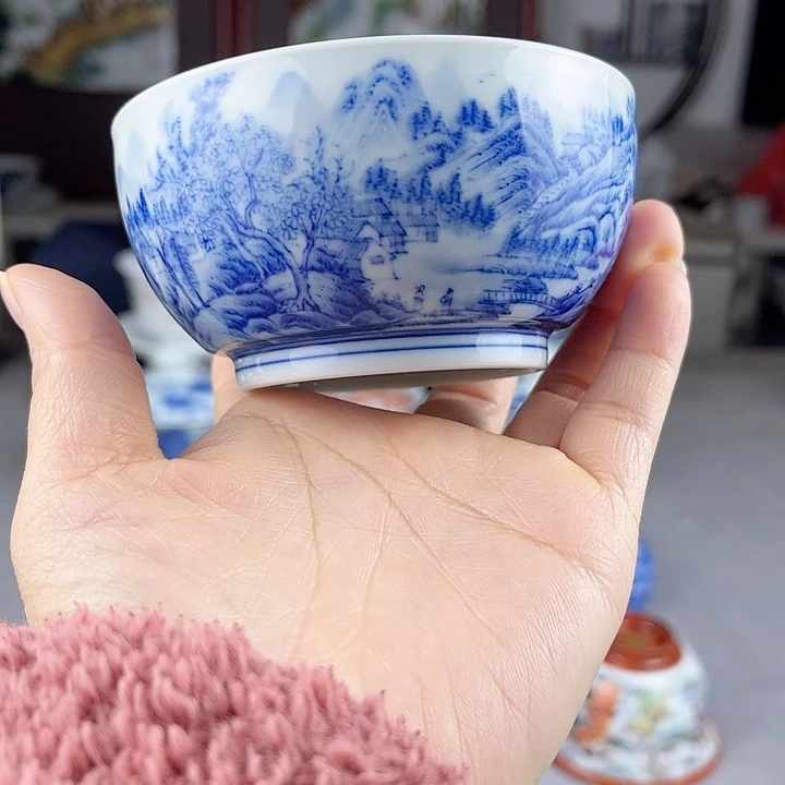 悆福利陶瓷山水杯一