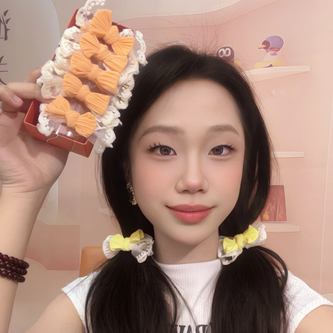 网纱蝴蝶结通用甜美风日韩原创设计发圈发绳百搭毛绒欧若智性风