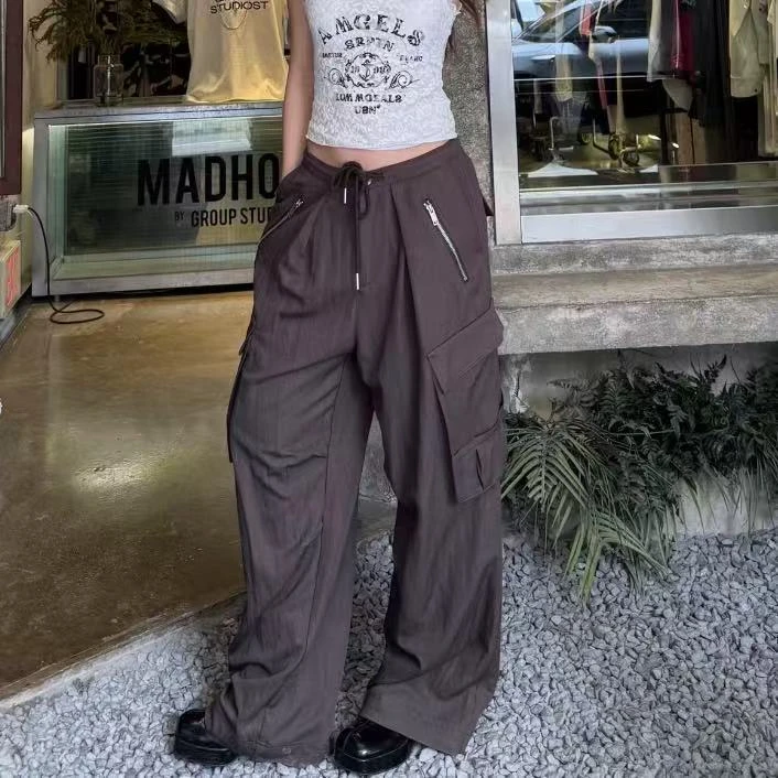 【Z】506/2029-2/149-9    时尚百搭高腰显瘦直筒工装休闲口袋长裤