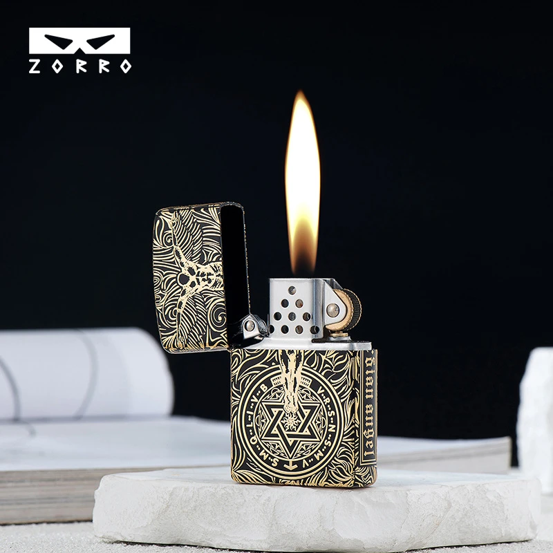 男士高档礼物二代佐罗-鎏金守护天使精雕煤油防风打火机高端礼品