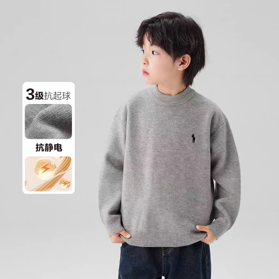2025新款秋冬长袖针织男童百搭时尚休闲圆领打底针织毛衣529-0003