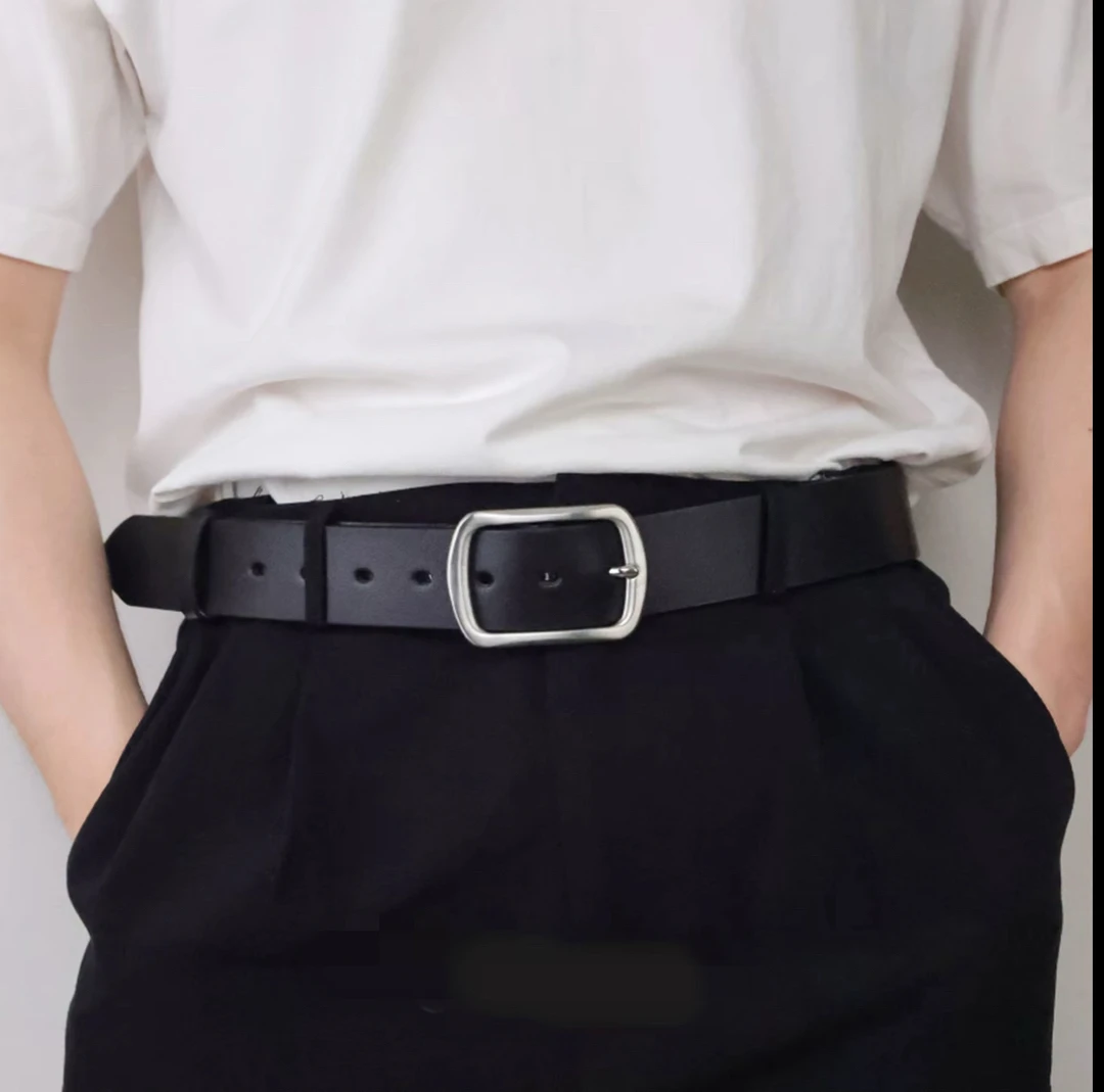 男士头层牛皮腰带简约质感休闲真皮裤带中青年老年牛仔裤男士腰带