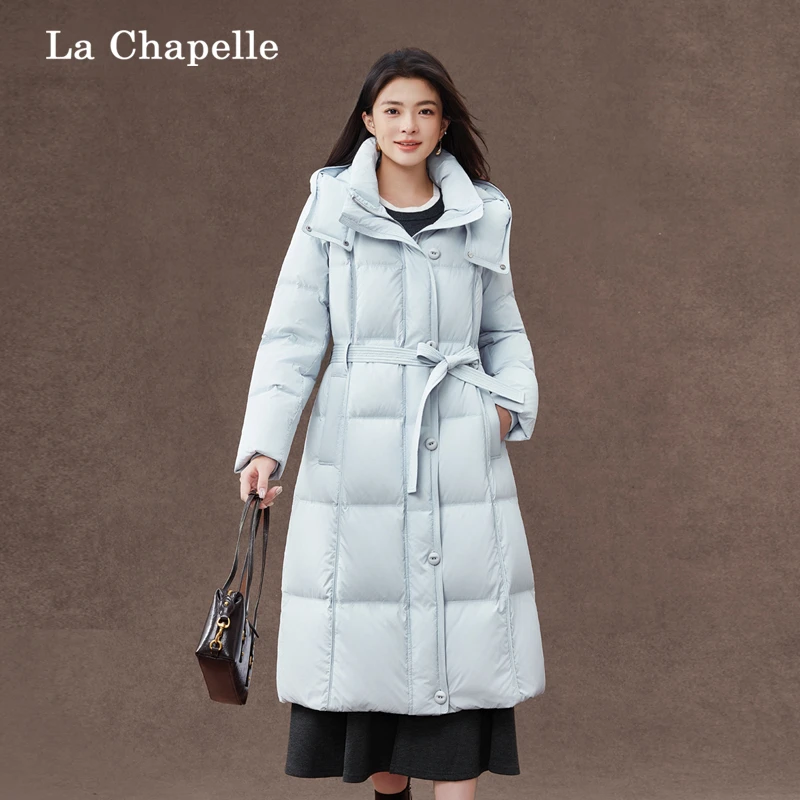 La Chapelle/拉夏贝尔白鸭绒羽绒服女冬时尚长款保暖连帽款5162YC