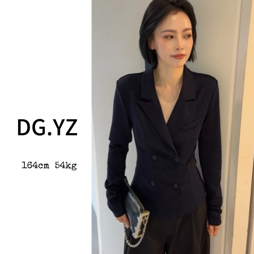 【樱子家】2890F新款收腰正肩戗驳领长袖上衣6