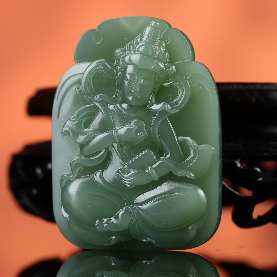 dx和田玉碧玉宝珠观音挂牌sw2511231173