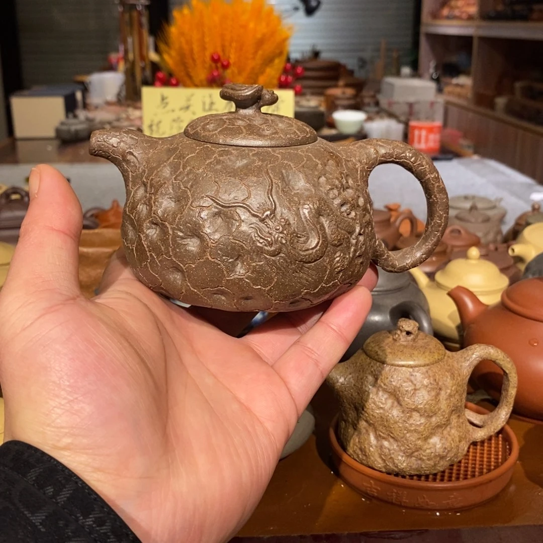 紫砂茶壶影**叔柴烧窑变龙供春壶350cc