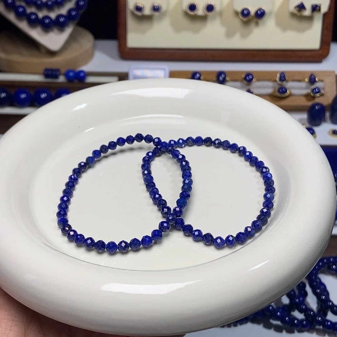 青金石未镶嵌切面手串4mm+