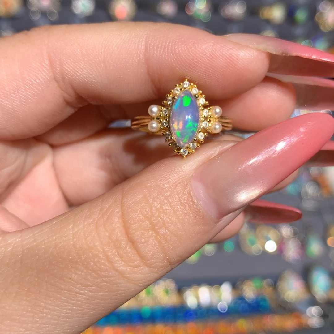 银S925镶嵌欧泊欧泊戒指l