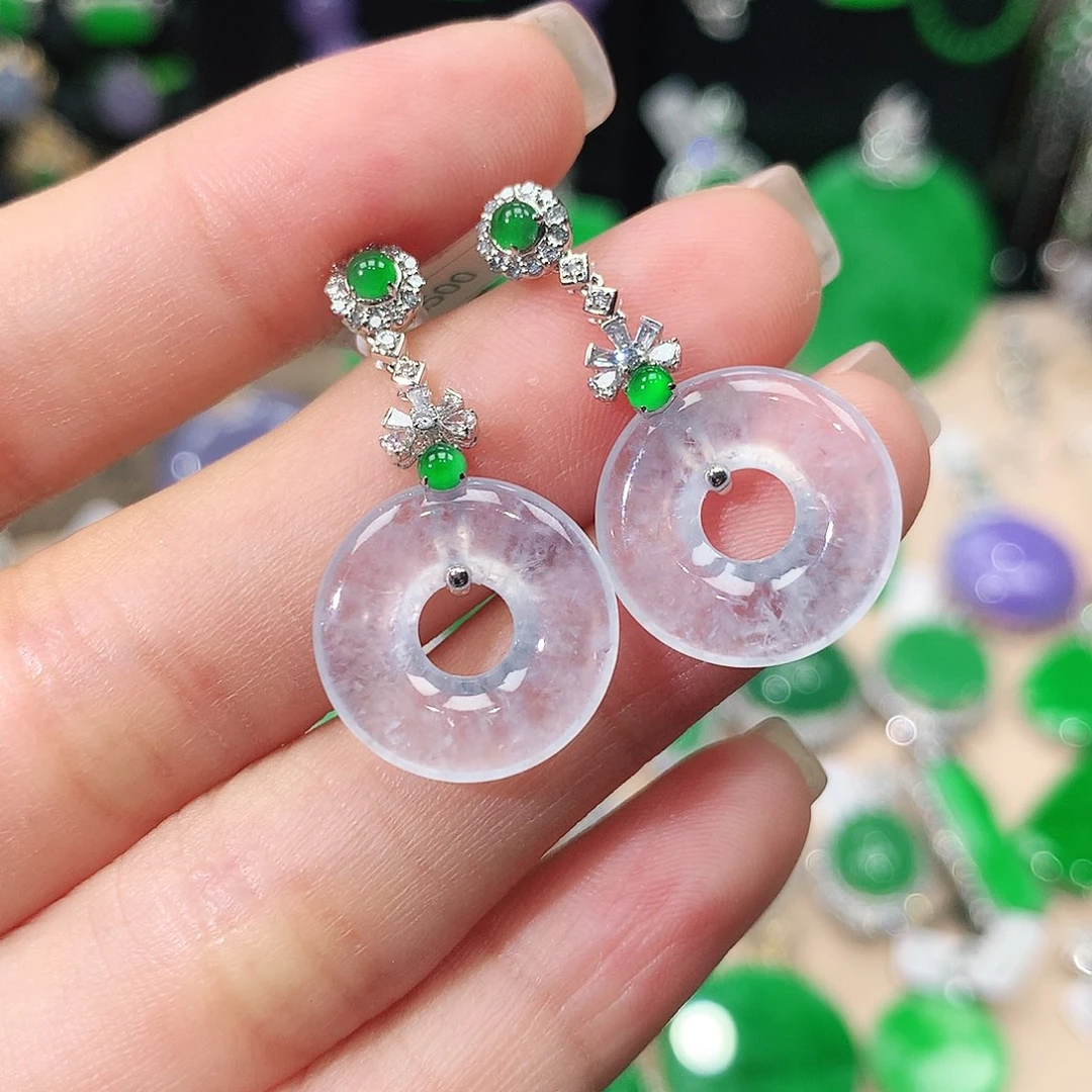 翡翠18K金镶嵌耳饰