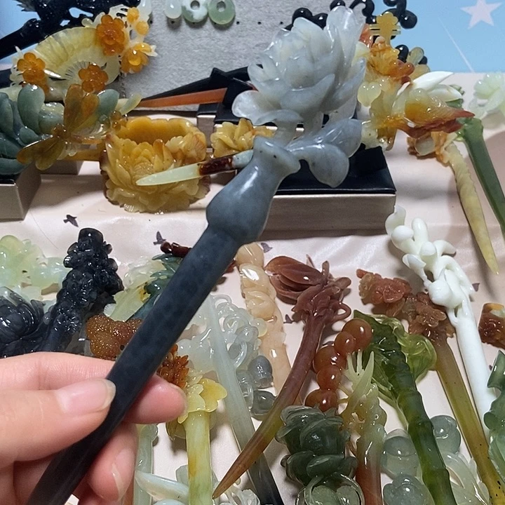 蛇纹石玉合金发簪