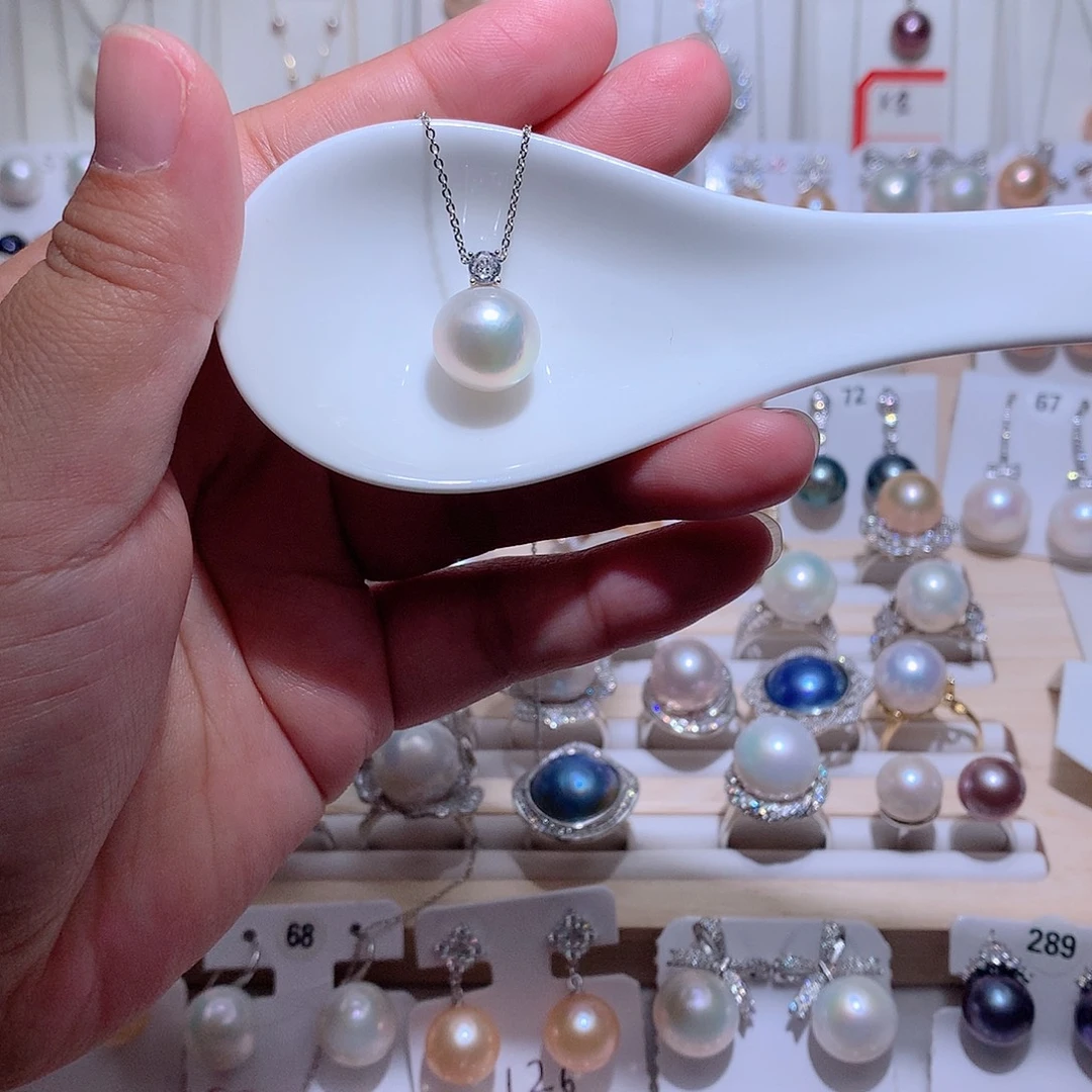 银S925镶嵌淡水珍珠吊坠(赠链)CC12.8mm