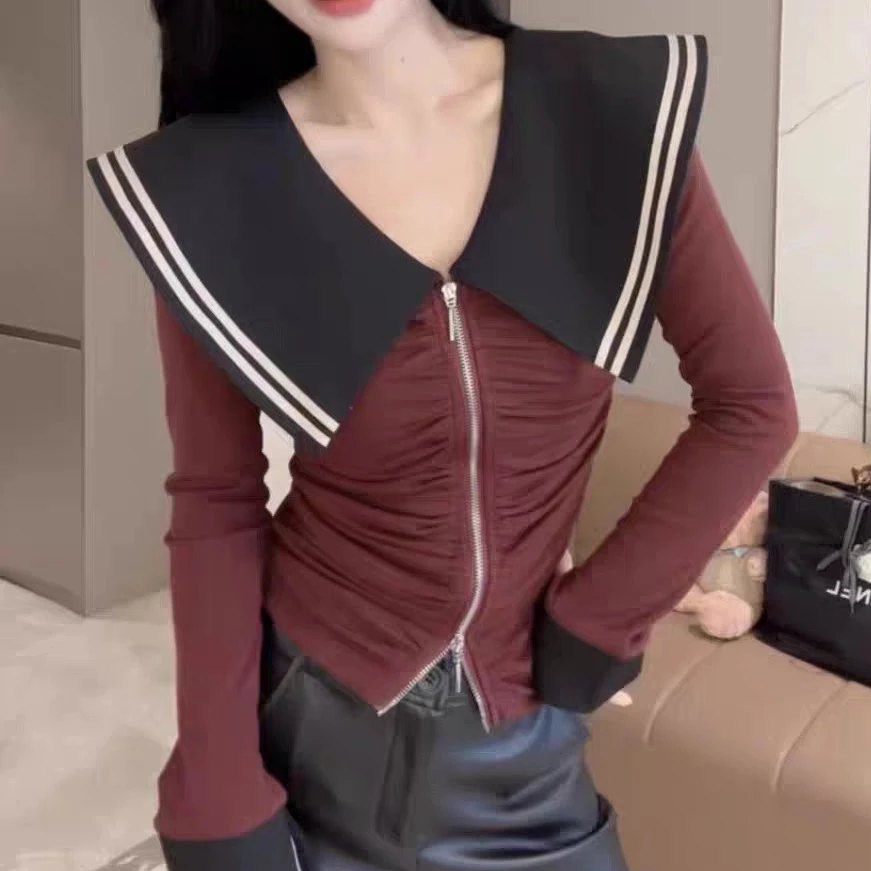 新款海军领拉链设计款上衣9850