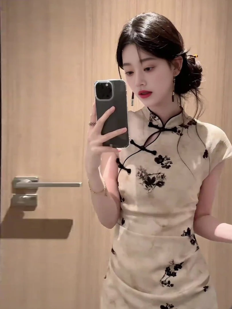 001-100直播过款专属链接非主图款旗袍新中式吊显瘦气质夏中国风