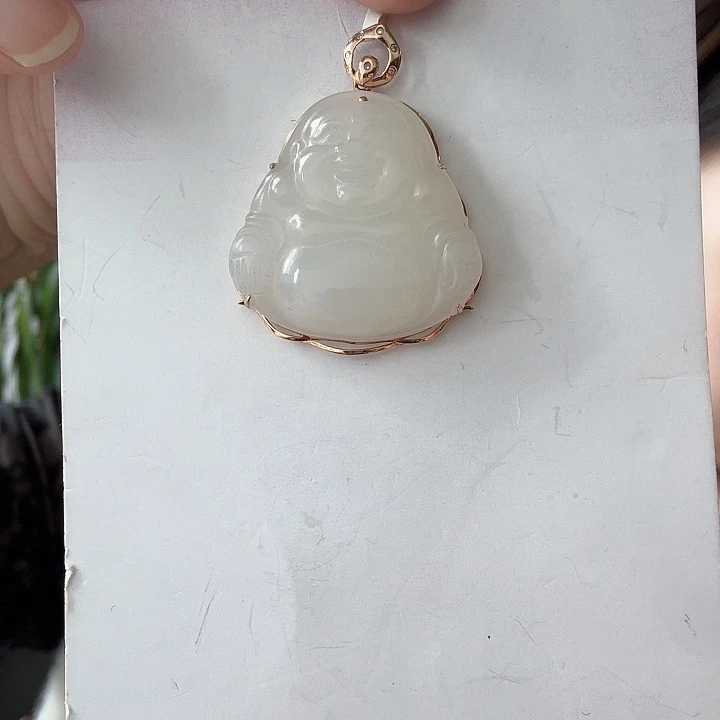 和田玉18K金镶嵌颈饰倩