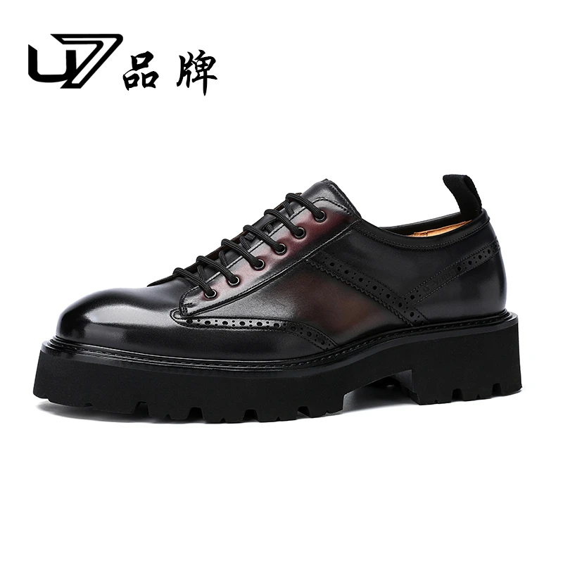U7品牌男鞋 头层牛皮 2025秋季新款商务休闲皮鞋时尚百搭高端男鞋
